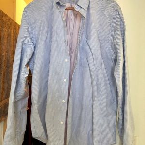 J. Crew oxford blue striped casual size L slim fit